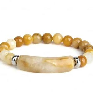 Yellow Topaz Natural Stone Beads Stretchable Bracelet 7" - 8mm Beads Best gift